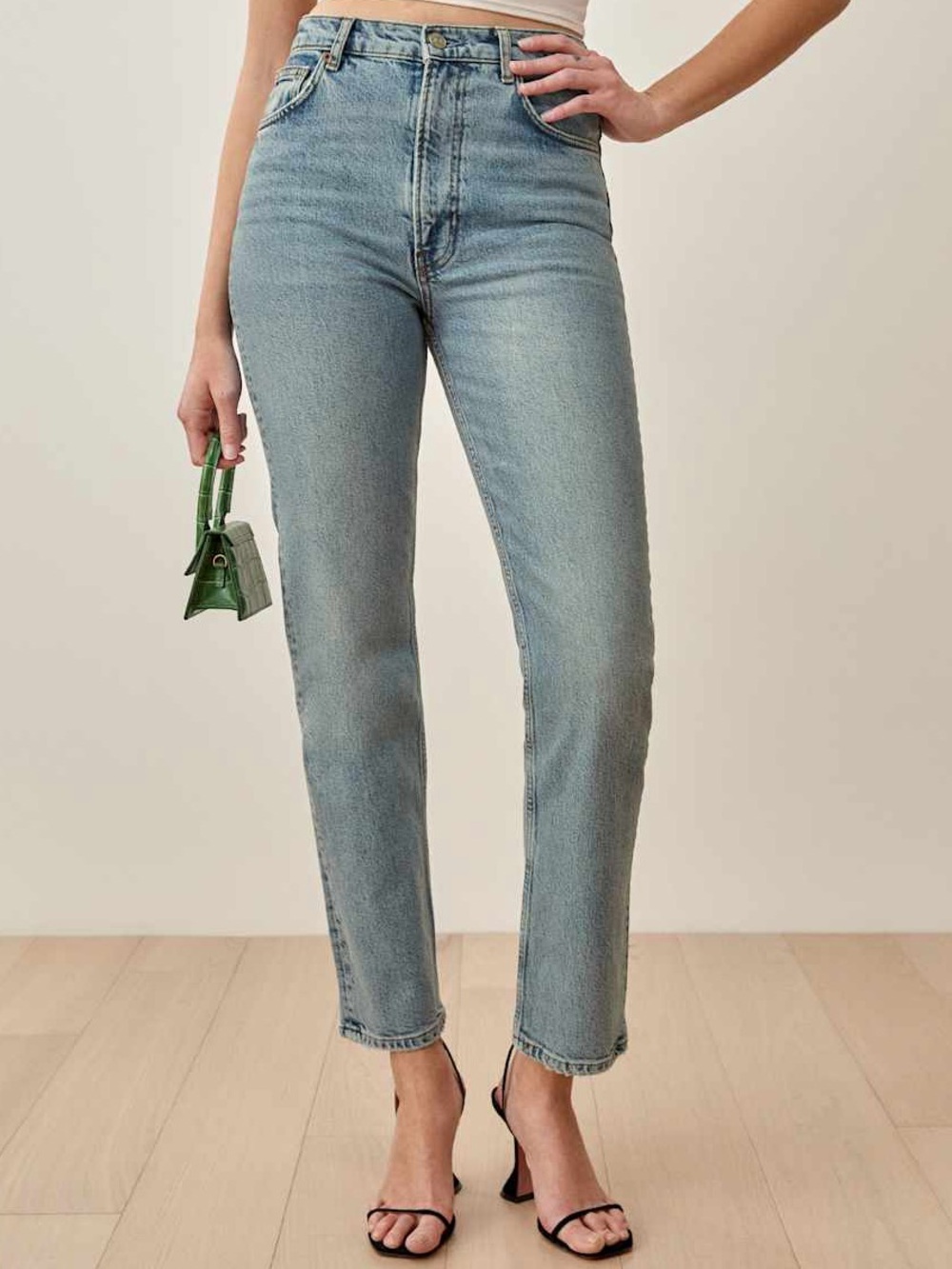 REFORMATION Liza Ultra High Rise Straight Leg Denim Jeans in Malta